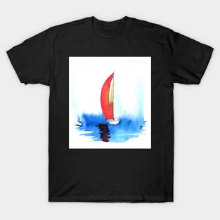 Red sail on a smooth sea T-Shirt